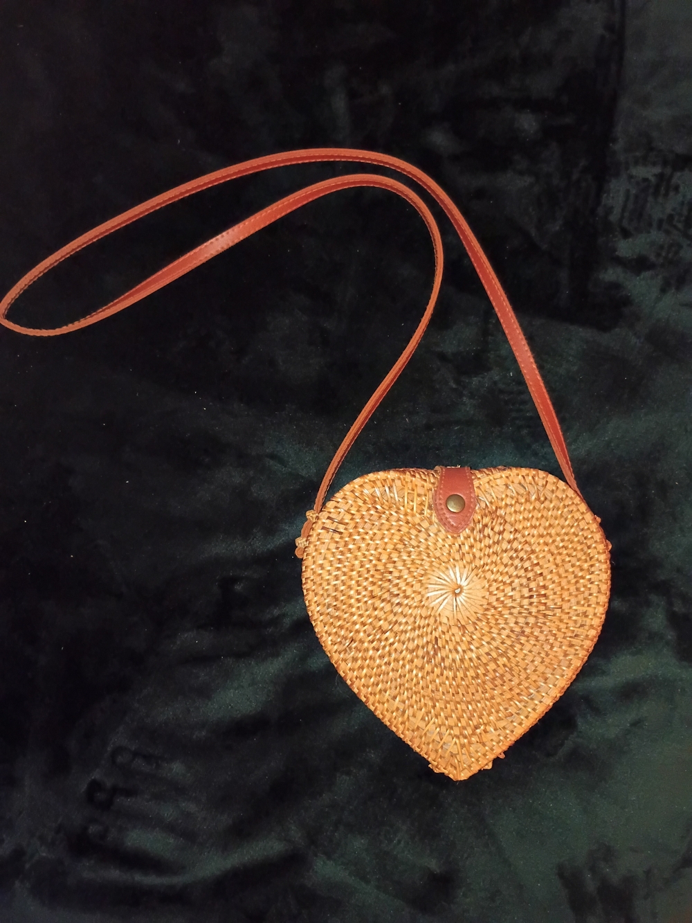 Woven Heart Crossbody Bag in Natural Brown